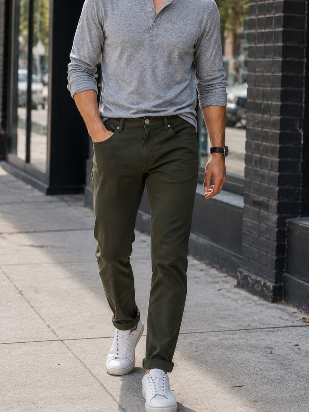 Lululemon Men's Olive Slim Straight Jeans 32 Stretch Casual Pants Green
